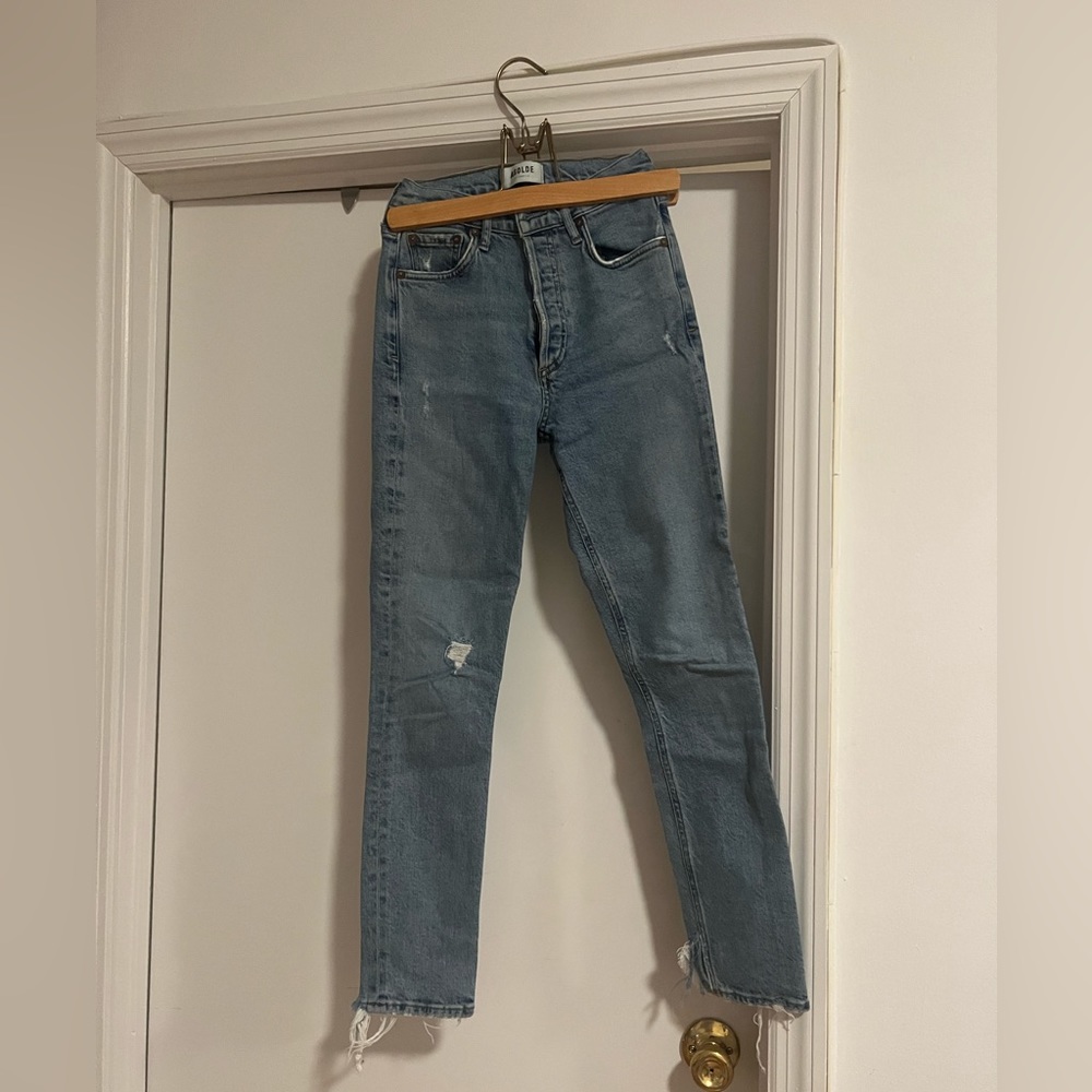 AGOLDE Size 23 light/medium wash skinny straight high-rise jeans